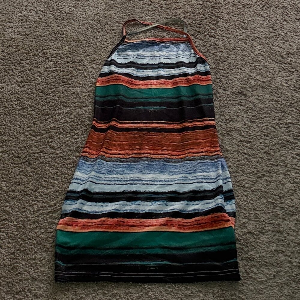 Shein Multi-Colored Striped Halter Dress